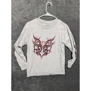Silver Point Mens Gray Tribal Heart Graphic Long Sleeve T-Shirt Size L 1365